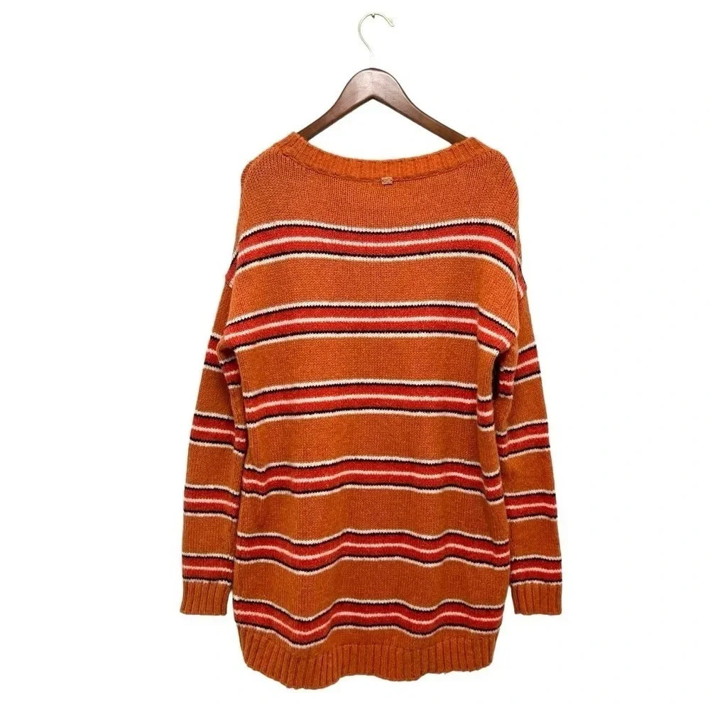 For Love & Lemons Charlie Sweater Orange Striped Oversize Crew Neck Pullover S - Picture 4 of 9